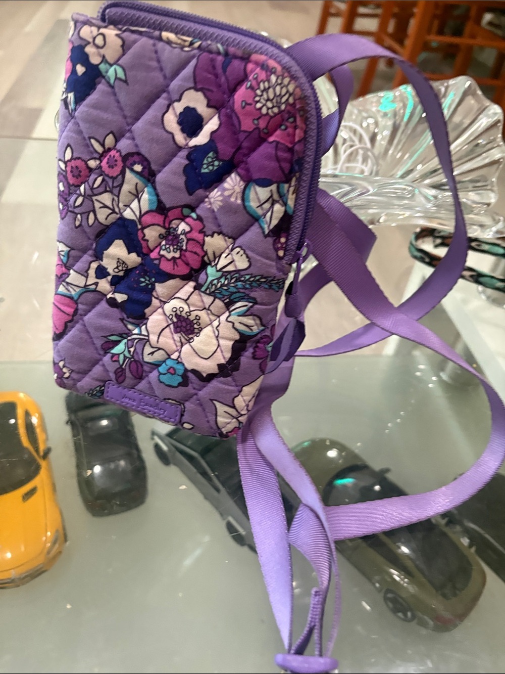 Vera Bradley Cross Body Purse ID Wallet Floral Purple